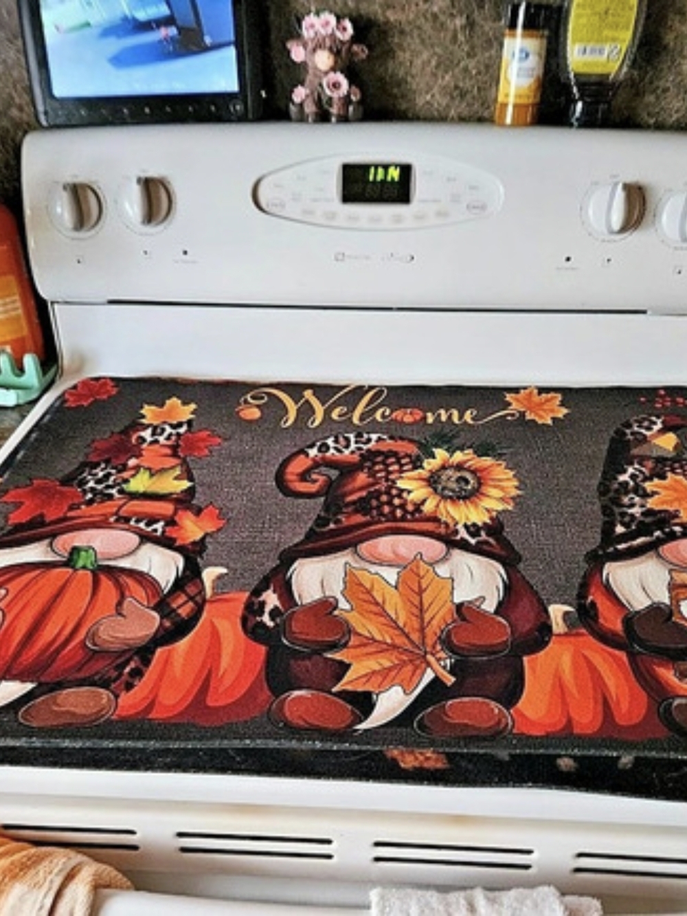 Black & Orange Fall Pumpkin Kitchen Mat